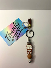 Coffee Cup Charm Keychain w/ Detachable Keyri...