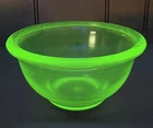 Vintage Hazel Atlas Green Depression Vaseline Glass Uranium Mixing Bowl 6"