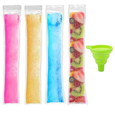 120 Disposable Ice Popsicle Mold Bags 12" x 2" BPA Free Zip Seal Pouches Funnel