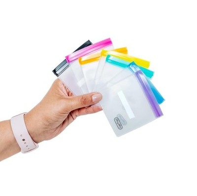 Mini Zipper Pouch Set   7 Small Reusable Clear Zip Lock Bags with Writable La...