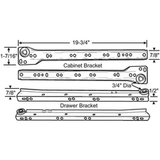 GRAINGER APPROVED 45-581-20 Drawer Slide, Friction, 30 in Ext L 451J94