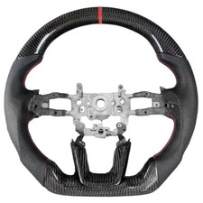 Black Carbon Fiber Red Stitch Leather Steering Wheel For 2022-2025 Honda Civic