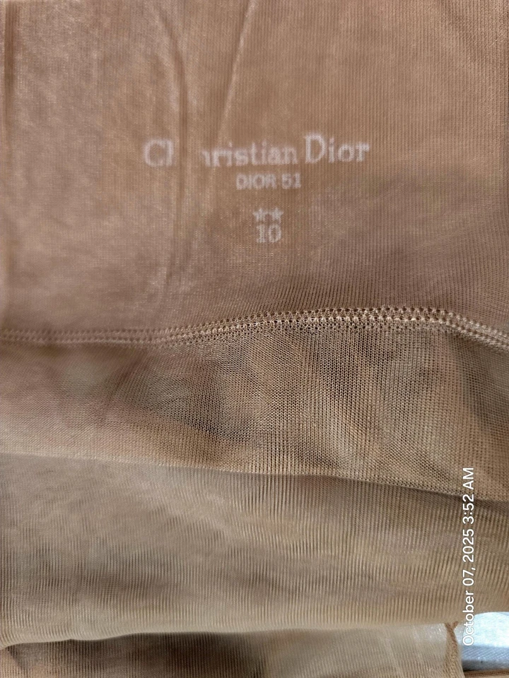 复古 2 双 Christian Dior 全时尚 Nylons 裸色 10 码 — 第 3/4 张图片