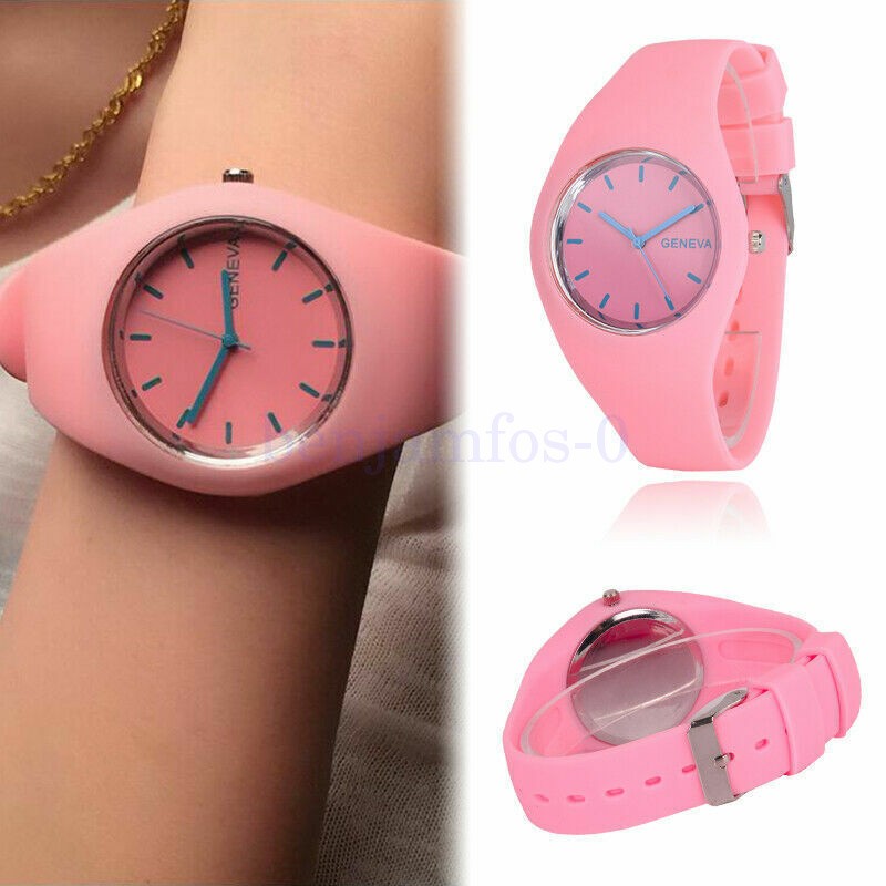 HOT AU Women Ladies Soft Silicone Band Quartz Sports Girl Wrist Watch