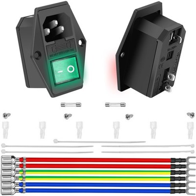 2PCS Rocker Switch Power Socket Inlet Module Plug Male 10A 250V AC Arcade Pow...