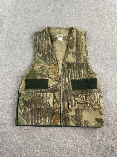 Vintage Ozark Trail Hunting Vest Green Small Camouflage Canvas Realtree Shooting - Picture 1 of 10