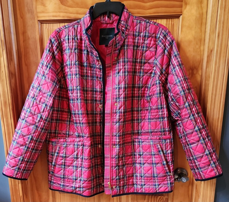 Talbots Women's Red Tartan Plaid Quilted Jacket Size 2X