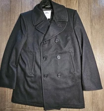US NAVY Wool Pea Coat Me's Size 42R DSCP Quarterdeck Collection Military Authen