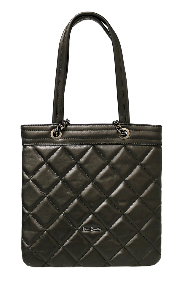 Bolsa tote Pierre Cardin média preta acolchoada macia - Imagem 3 de 3