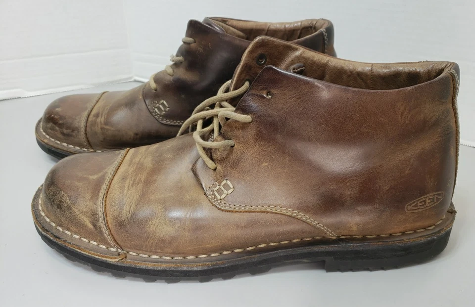 KEEN Leather Boots Ankle Lace up Chukka Casual Work Trail Brown Mens Sz 13 - Image 2 of 4