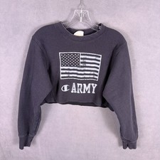 Champion Reverse Weave Women's Cropped Sweatshirt Size XS Army Americana EUC