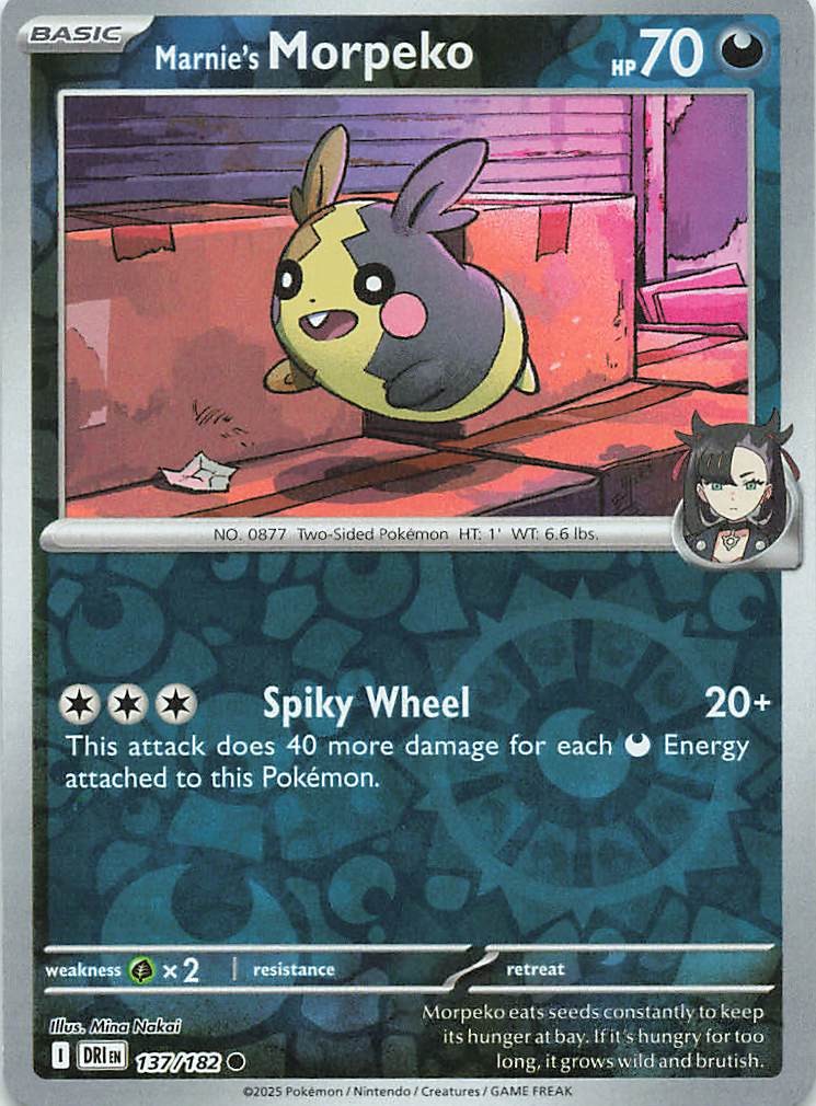Marnie's Morpeko Reverse Holo Common SV10: Destined Rivals 137/182 NM