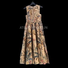 BNWT H&M Lace-Detail Cotton Dress Beige/ Plants Birds 1329816001 Sz XS,S,M,L