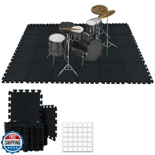TroyStudio Thick Drum Rug Pad, 24 Pcs 11 x 11 x 0.32 inches Interlocking Soun