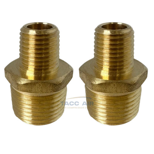 2PC Brass Pipe Reducer Nipple Fitting 1/2" NPT x 1/4" NPT Male Adapter Increaser