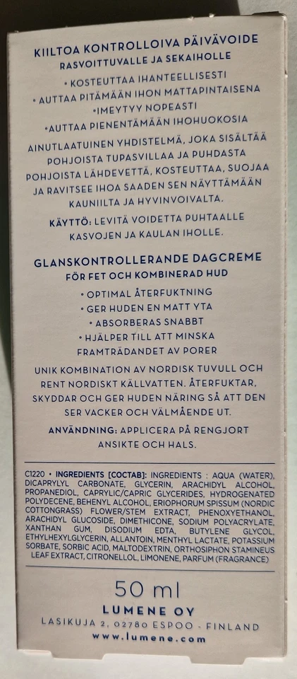 Lumene Klassikko Crema de Día Controladora de Brillo para Piel Grasa y Mixta 50 ml Foto 4 de 4