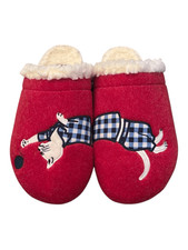 LANDS' END Cat Yarn Felt Scuff Slippers Red