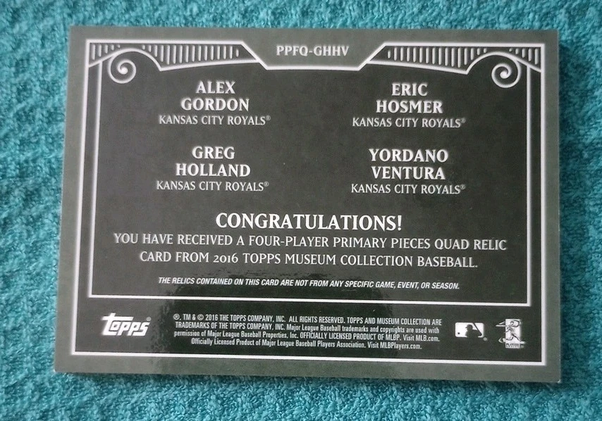 Colección Museo Topps 2016 - Eric Hosmer, Alex Gordon, Yordano Ventura #PPFQ-G Foto 2 de 2