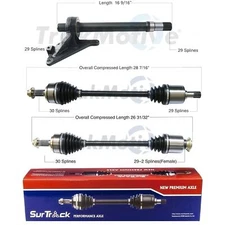 SurTrack Set 2 Front CV Axle & Intermediate Shafts KIT For Honda Ridgeline AWD
