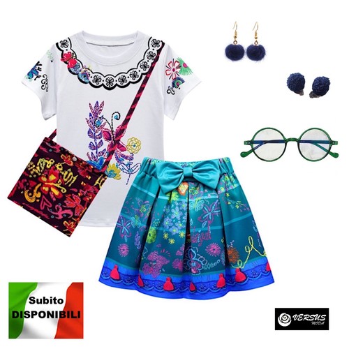 Monissy Vestito Isabela Encanto Vestito Principessa Madrigal Cosplay Costume Halloween Carnevale Increspature Vestito Party Travestimenti - Giochi e Prodotti per l'Età Evolutiva