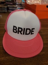 Bride Ball Cap Hat Adjustable Baseball Wedding Pink White, New.