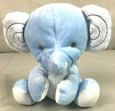 Fisher Price Baby Blue Elephant Plush Stuffed Animal Brown Ribbon Bow Toy 5