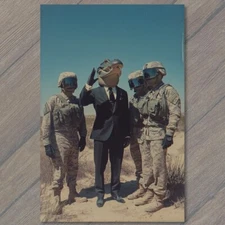 POSTCARD Alligator Military Uniform Surreal Scene Soldier Weird Army Retro Suit