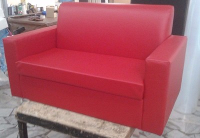 Divano due posti Divanetto Rosso tessuto ecopelle sofà poltrona