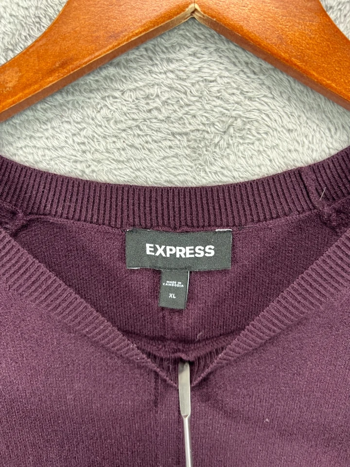 Express свитер женщин XL темно фиолетовый свитер воздушный шар рукав вязаный топ блузка - Изображение 4 из 4