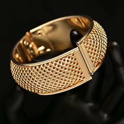 SARAH COVENTRY Original Vintage Signed Designer Gold Mesh Estate Bangle Bracelet