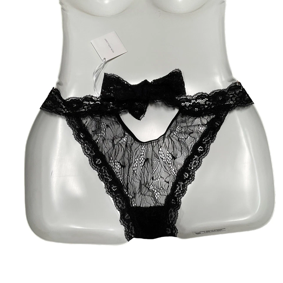 Nuevo Mimi Holliday Corbata Bragas Negro Encaje El Lazo Braga Sexy Bikini Lencería ML Foto 2 de 4