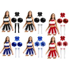 Women Uniform Adults Skirt Hair Band Costumes Sheer Outfits Flower Dancewear