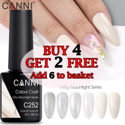 CANNI® Nail Gel Polish Varnish Soak Off UV LED White Milky Moonlight Series -8ML