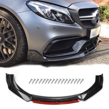 Unicersal Black+Red Front Body Spoiler Lower Bumper Lip Splitter Kit Universal