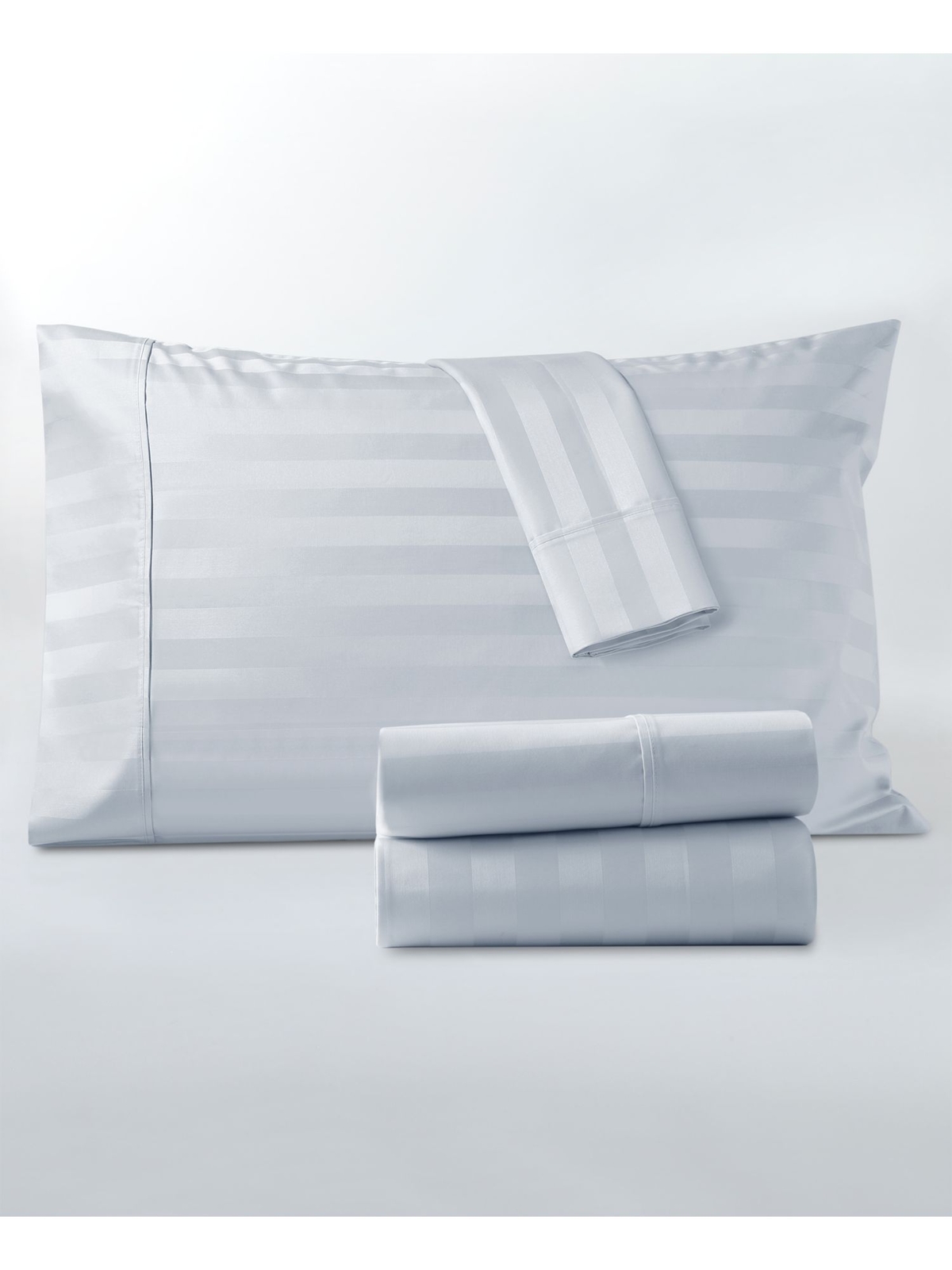 KENSINGSTON GARDEN Valencia Gray Striped 1000 Thread Count Queen Sheet Set