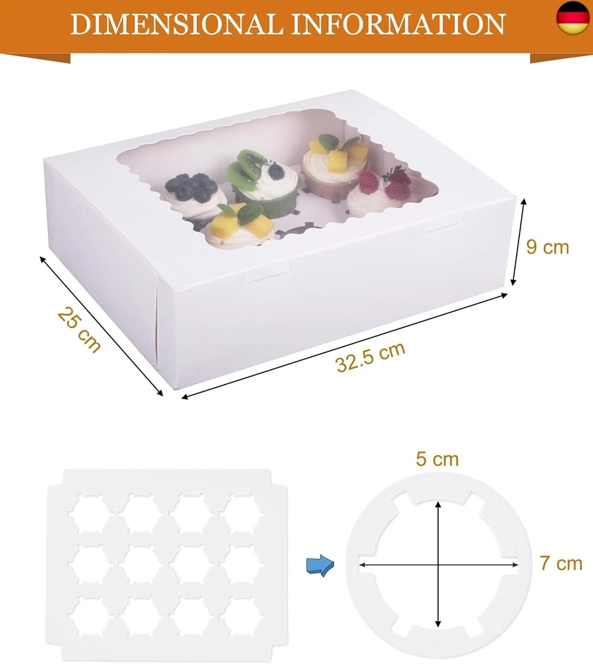 LONGTEAM 15 Stück Cupcake Box, Cupcake Muffin Box mit Fenster, Ideal für Kuchen - Bild 2 von 4