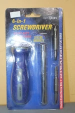 New Pittsburgh 6-in-1 Soft Grip Screwdriver PH1 PH2 Slotted 3/16 & 1/4 Tools Car