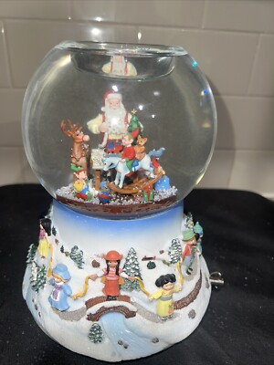 Partylite Santa At His Shop Tealight Globe Christmas Musical Motion 2004 Box Vtg