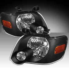 For 2006-2010 Ford Explorer Black Housing Amber Corner Headlights Lamps Pair
