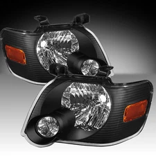 For 2006-2010 Ford Explorer Black Housing Amber Corner Headlights Lamps Pair 