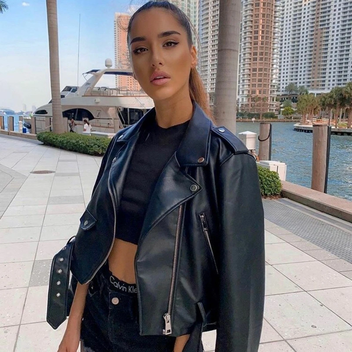 Ebay zara leather jacket top