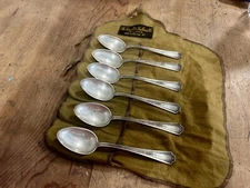 6 DURGIN Antique Tea Spoons, Colfax Pattern Sterling Silver, COWELL & HUBBARD Co