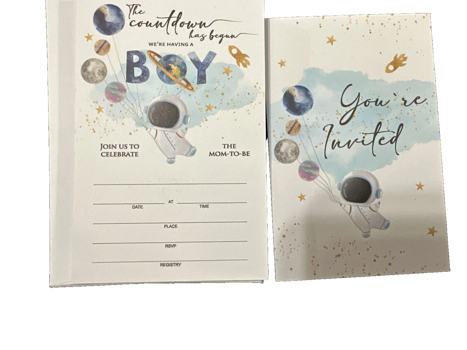 Espacio Baby Shower saludo Invitaciones