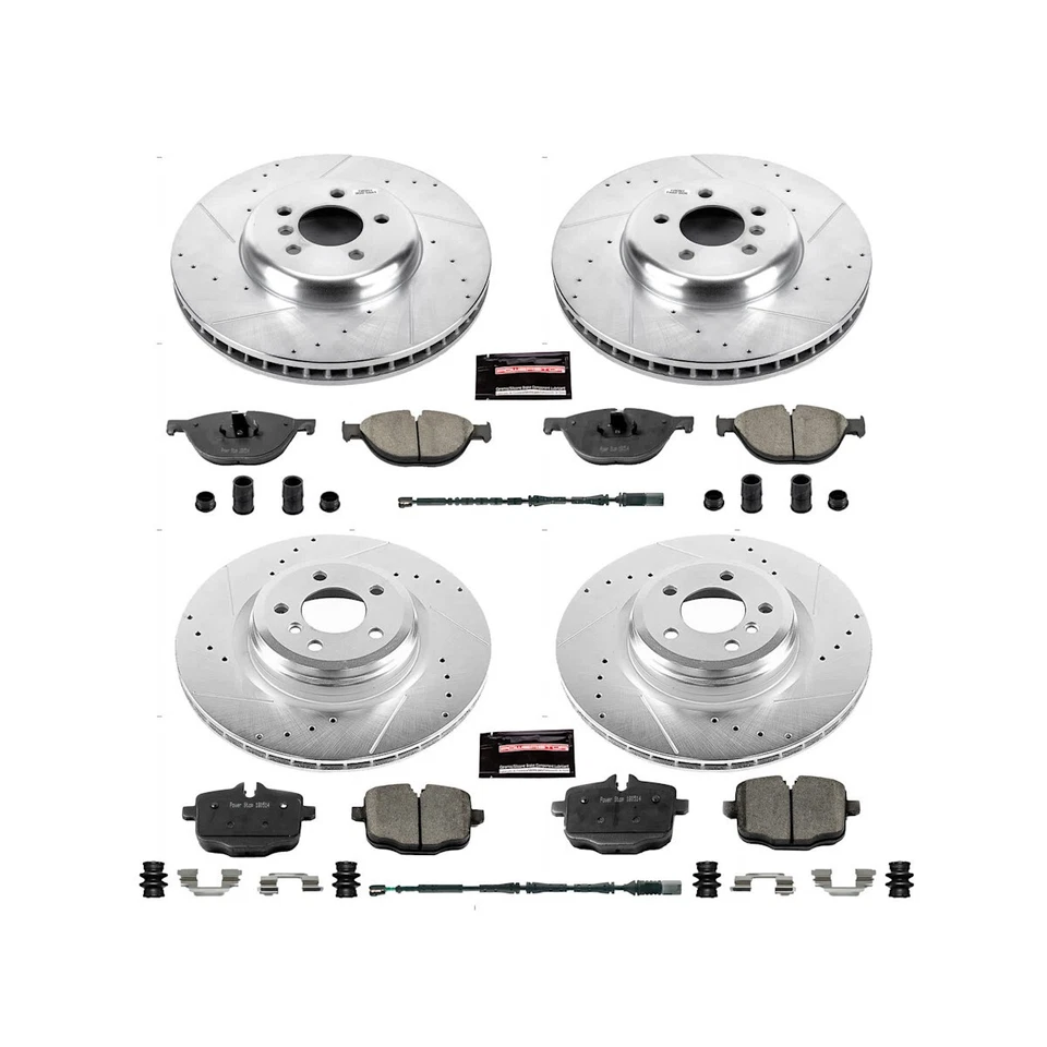 K6415 Powerstop Juego de 4 ruedas delanteras y traseras de disco de freno y pastillas de freno para BMW 550i GT Foto 3 de 4