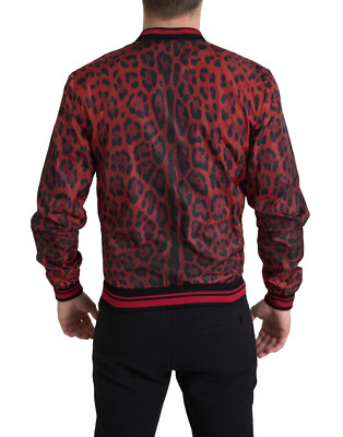 DOLCE & GABBANA Jacket Red Leopard Bomber Short Coat s. IT46