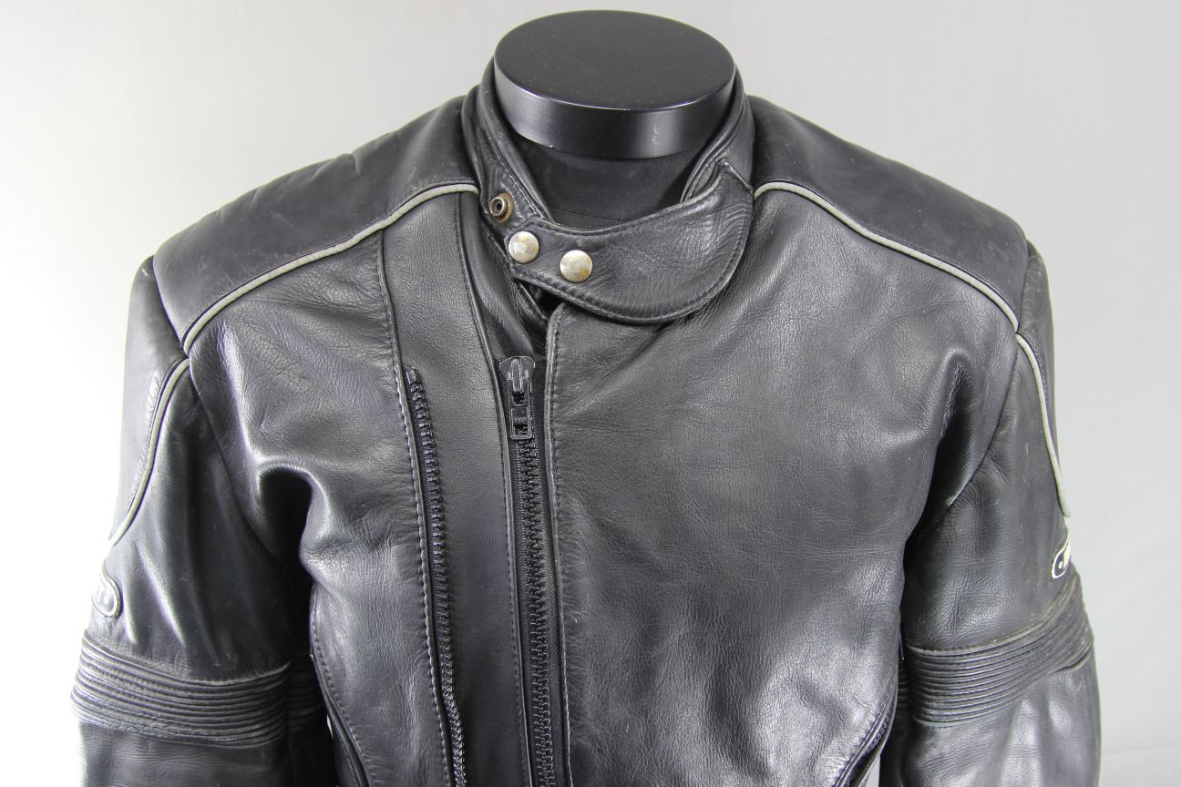 RIVET ORIGINAL HIGHWAY LEATHERS BLACK BIKER JACKET 38 INCH/95 CM eBay