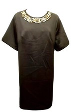 New Eliza J Little Black Shirt Dress Rhinestone Collar Sz 8