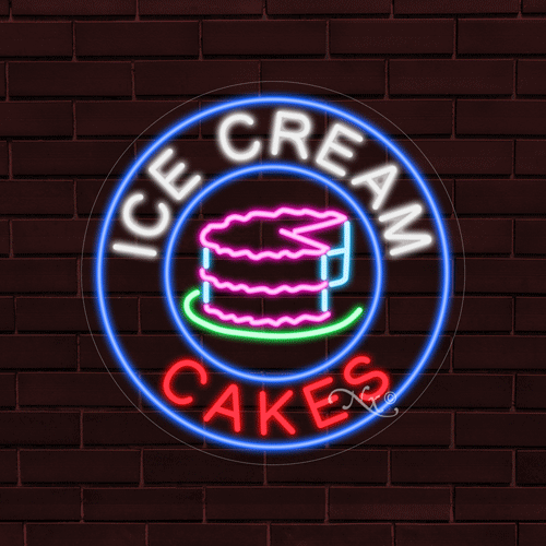 NEU "EISTORTEN" mit LOGO 26x26x1 ZOLL LED FLEX FENSTER/WAND INNEN SCHILD 31821 - Bild 1 von 1