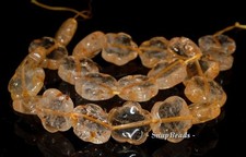 18MM CITRINE QUARTZ GEMSTONE FLOWER LOOSE BEADS 7.5inch