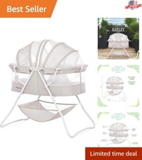 Karley Lightweight Baby Bassinet with Double Canopy Mattress Included - Grey